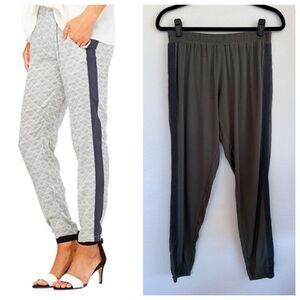 Bella Luxx Los Angeles Women's Racing Stripe Jogger Pants in Olive Green & Black
